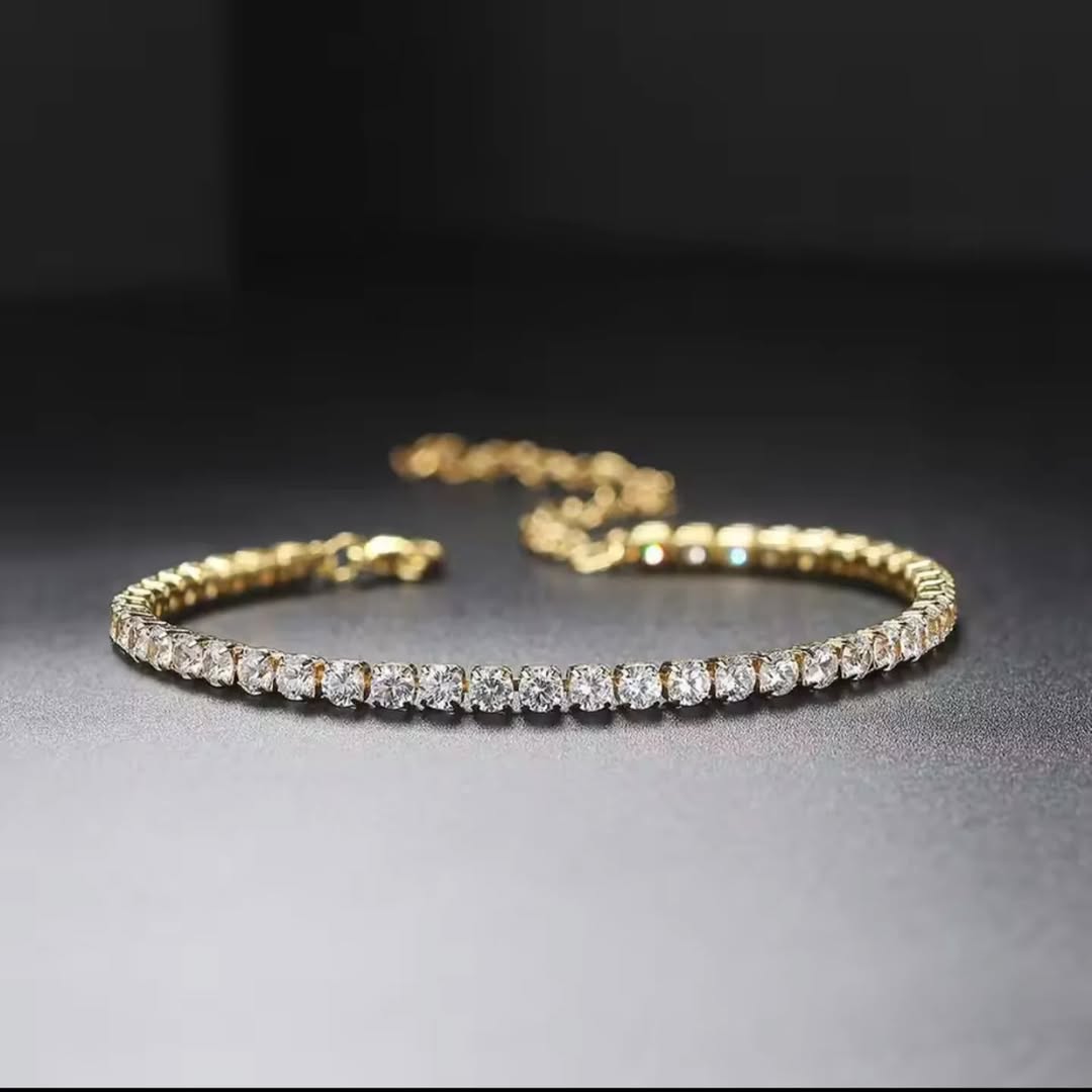 Classic Gold Plated Round-Cut Tennis Bracelet