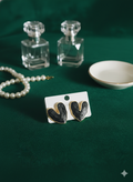 🖤 Elegant Black Textured Heart Stud Earrings | Gold-Trimmed Statement Jewelry for Everyday Wear
