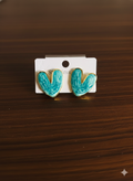 Teal Marble-Effect Heart Stud Earrings | Gold-Plated Stainless Steel Enamel Jewelry | Durable Tarnish-Resistant Everyday Wear