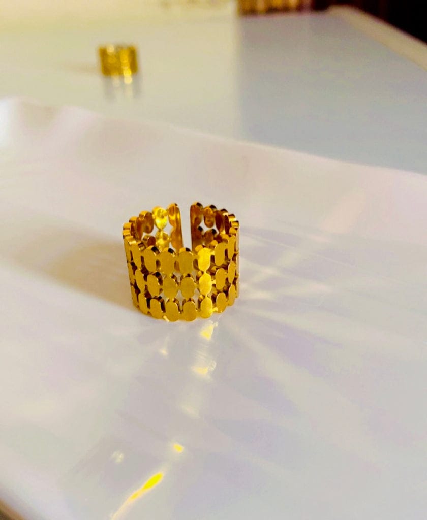 Stainless Steel Wide Mesh Band Ring | Adjustable, Durable & Tarnish-Free Jewelry