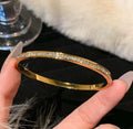 18K Gold Plated Pave Crystal Bangle Bracelet - Luxury Stackable, Tarnish-Resistant Everyday Jewelry