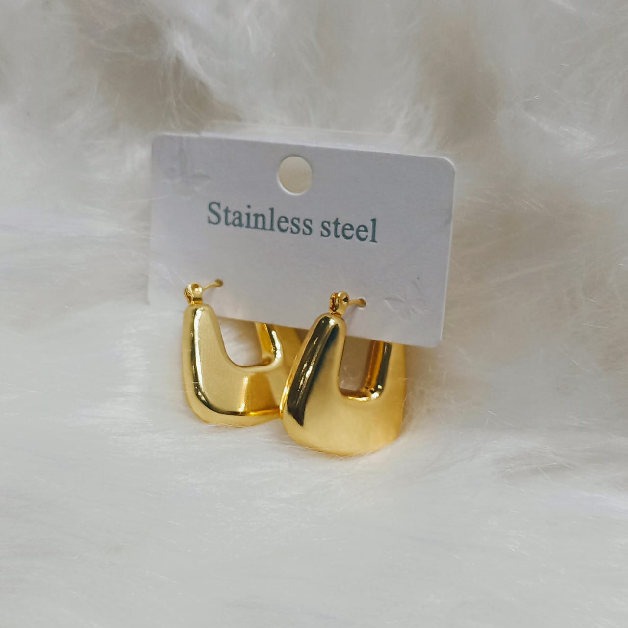 Chunky Gold Plated Stainless Steel Hoop Earrings | Square U-Shape | Tarnish-Resistant, Everyday Wear