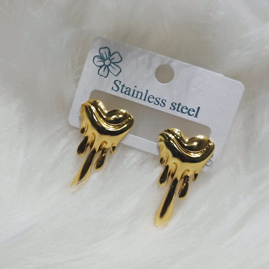 💖 Drip Heart Gold Stainless Steel Earrings - Statement Jewelry for Everyday Wear