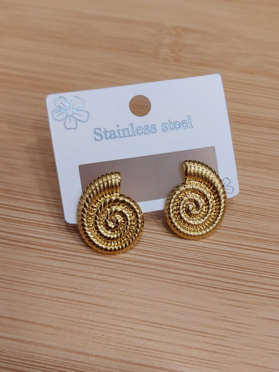Spiral Shell Studs: Textured Gold Spiral Shell Earrings | Durable Stainless Steel Coil Studs | Nautical & Vintage Style