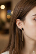 Black Clover Drop Earrings – 18K Gold Plated Chain Tassel Jewellery