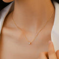 Minimalist Gold Plated Single Diamond Style Pendant Necklace