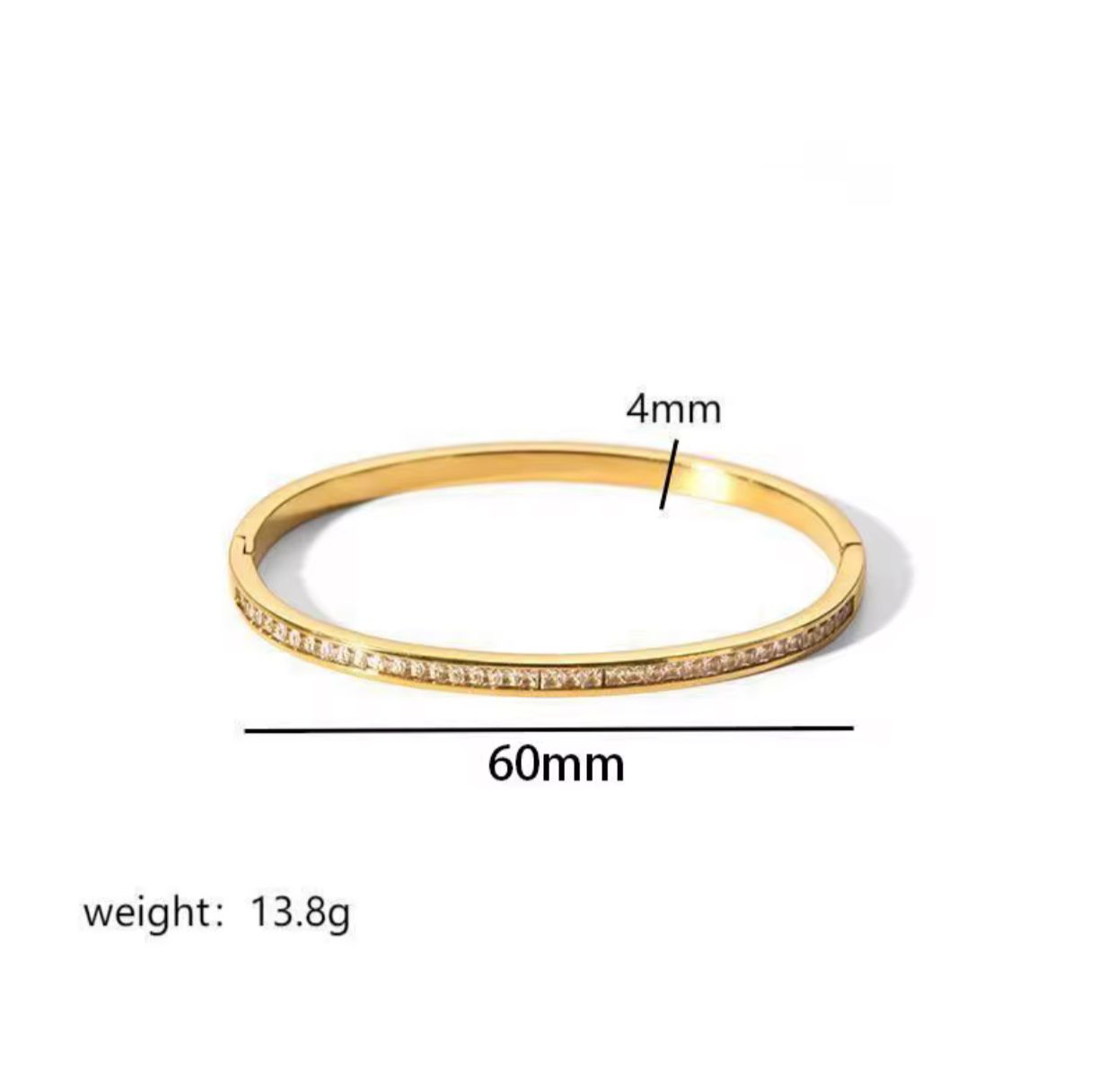 Luxury Gold-Plated Bangle Bracelet with Pave Crystals - Durable Stainless Steel Hinge Bangle for Everyday Wear
