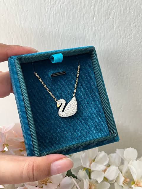 Gold-Plated Crystal Swan Pendant Necklace