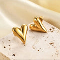 Durable Gold PVD Plated Puffy Heart Stud Earrings | Everyday Stainless Steel Jewelry | Tarnish-Free Minimalist Gift