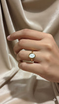 Trendy Gold Plated Anti-Tarnish Mother of Pearl Daily Wear Ring