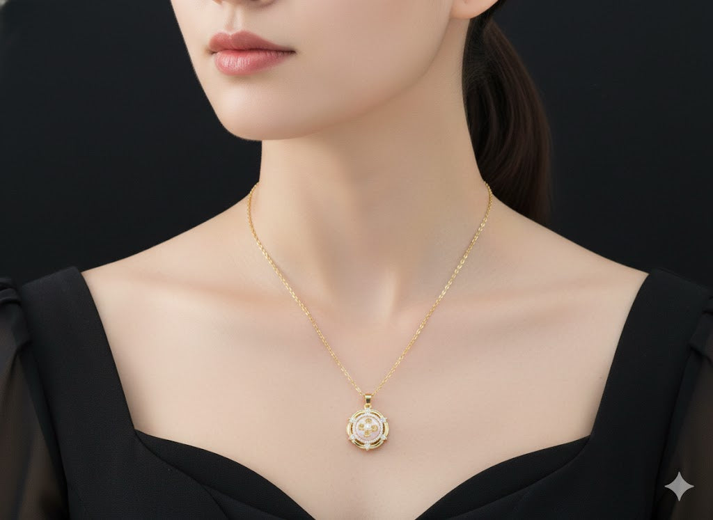 ✨ Dazzling Craftsmanship: Gold-Plated CZ Pave Dancing Pendant Necklace for Women