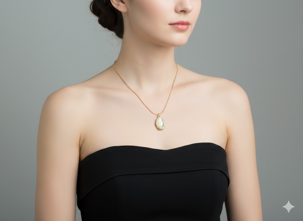 Elegant Gold-Plated Cat's Eye Pendant Necklace | Durable Snake Chain | Everyday Luxury Jewelry