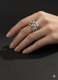Sparkling Criss-Cross Bamboo Ring - Micro Pave Cubic Zirconia, Sterling Silver, Everyday Statement Band